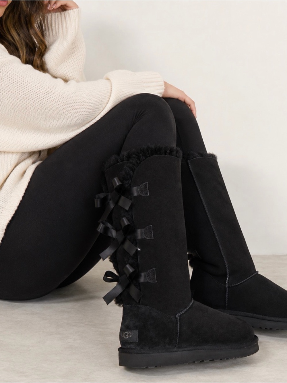 UGG Bailey Bow Tall II Black NIB size 7